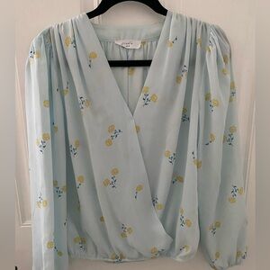 Elodie Light Blue Blouse with Yellow Floral Design